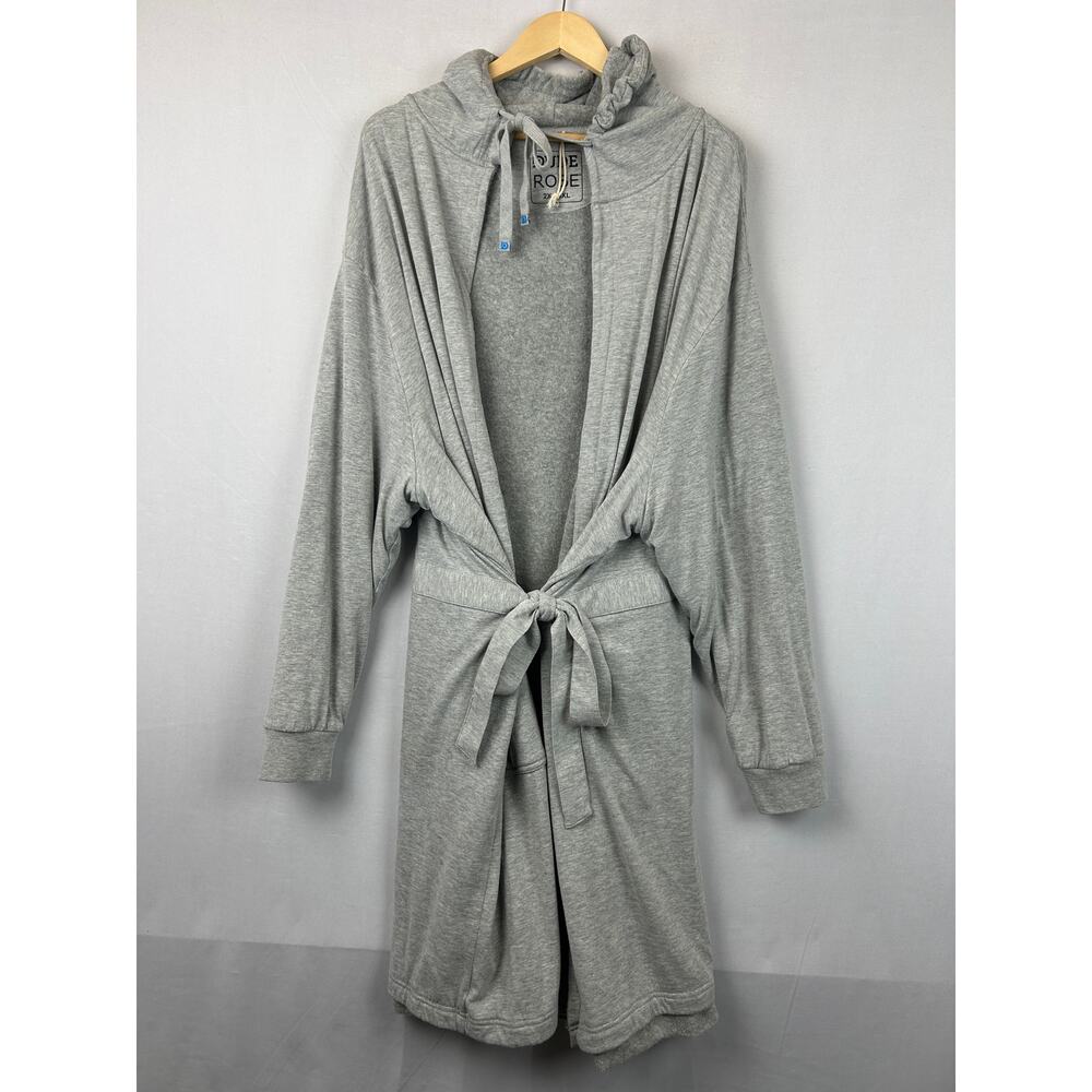 Dude Robe Hooded Bathrobe Gray Terry Cloth Belted Men's Size 2XL/3XL